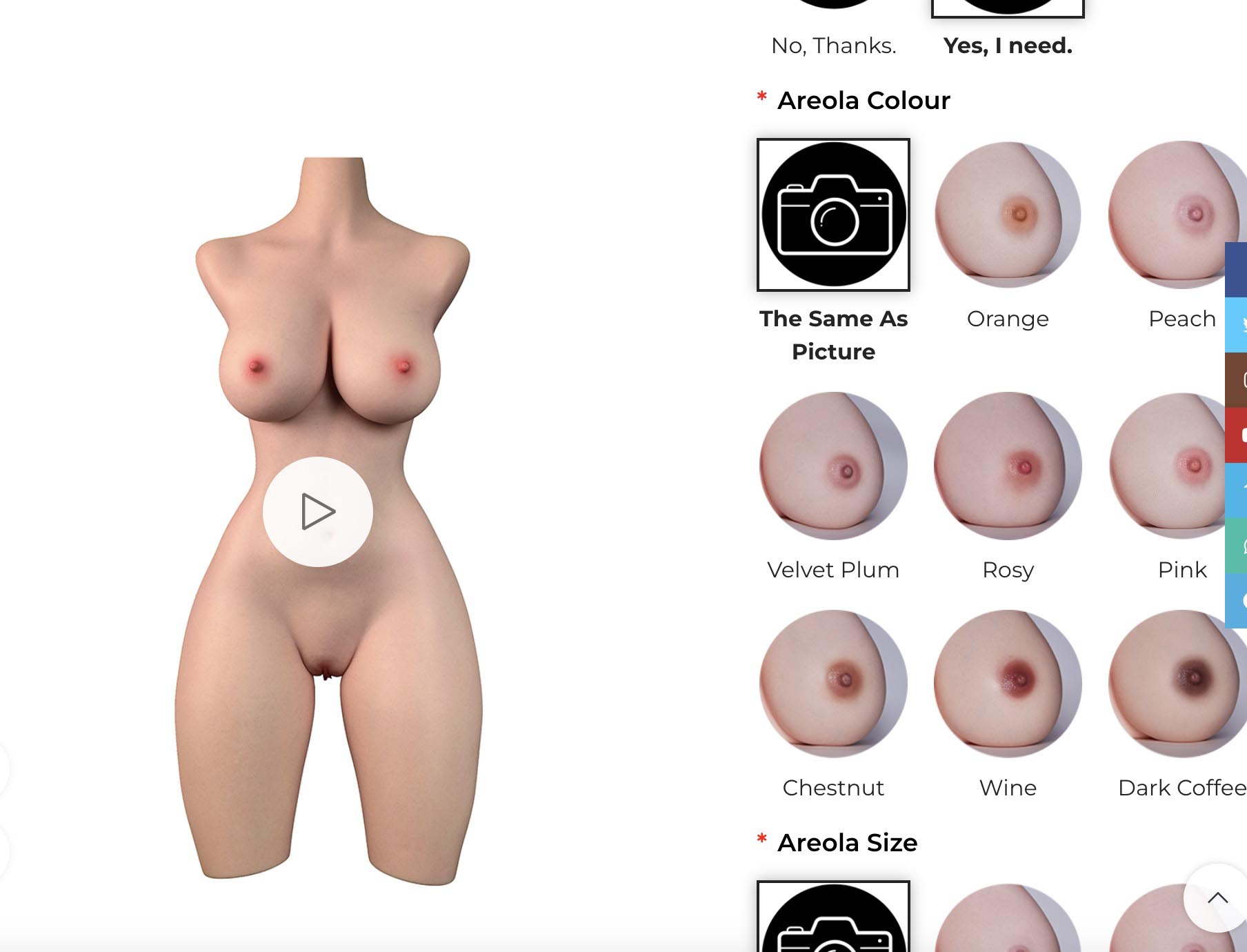 Opzioni Personalizzazione Sex Doll Erovenus